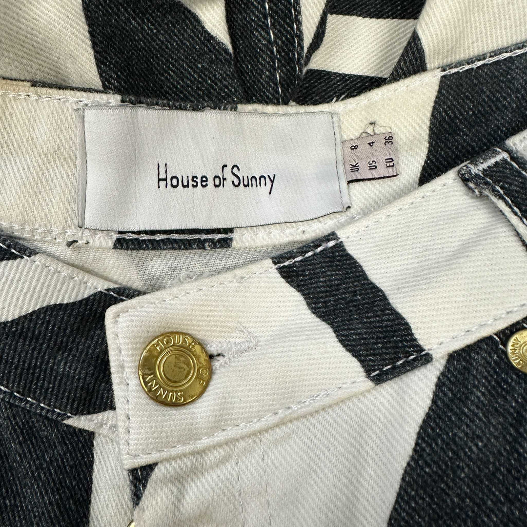 House Of Sunny Zebra Print Denim Jeans