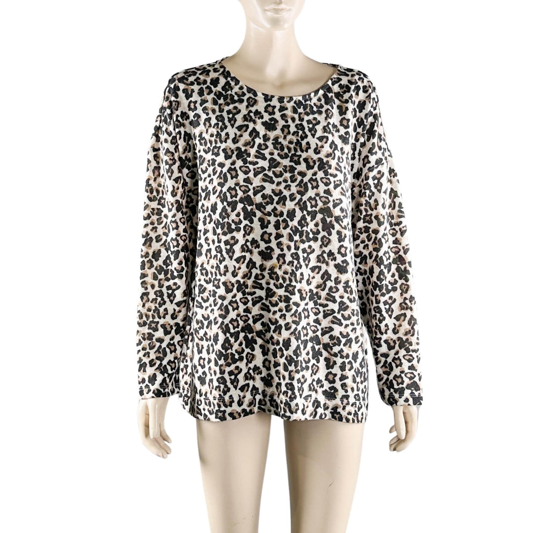 Suzanne Grae Brown Leopard Print Long Sleeve Shirt