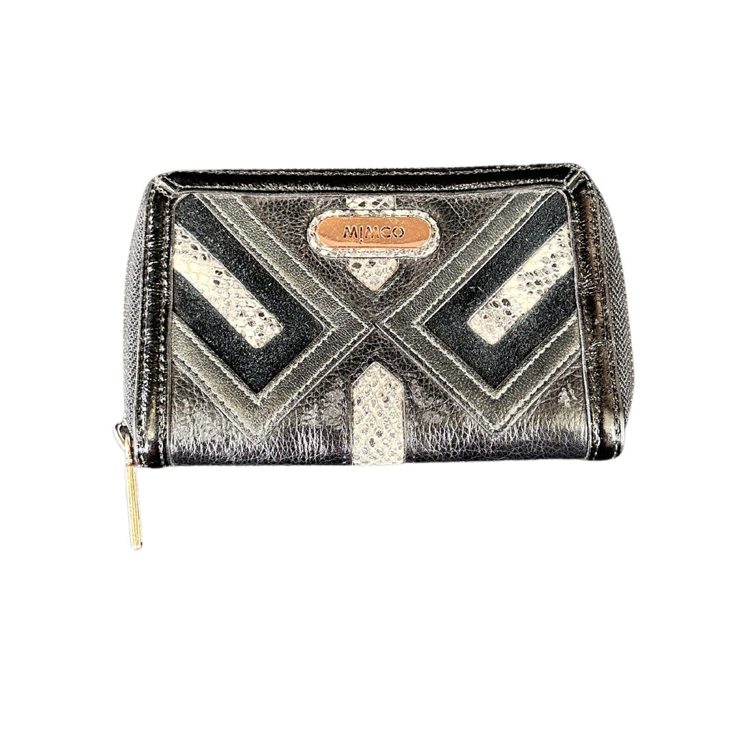 Mimco Black Snake Print Leather Purse