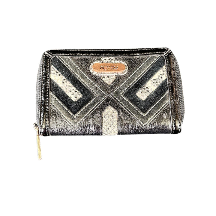 Mimco Black Snake Print Leather Purse