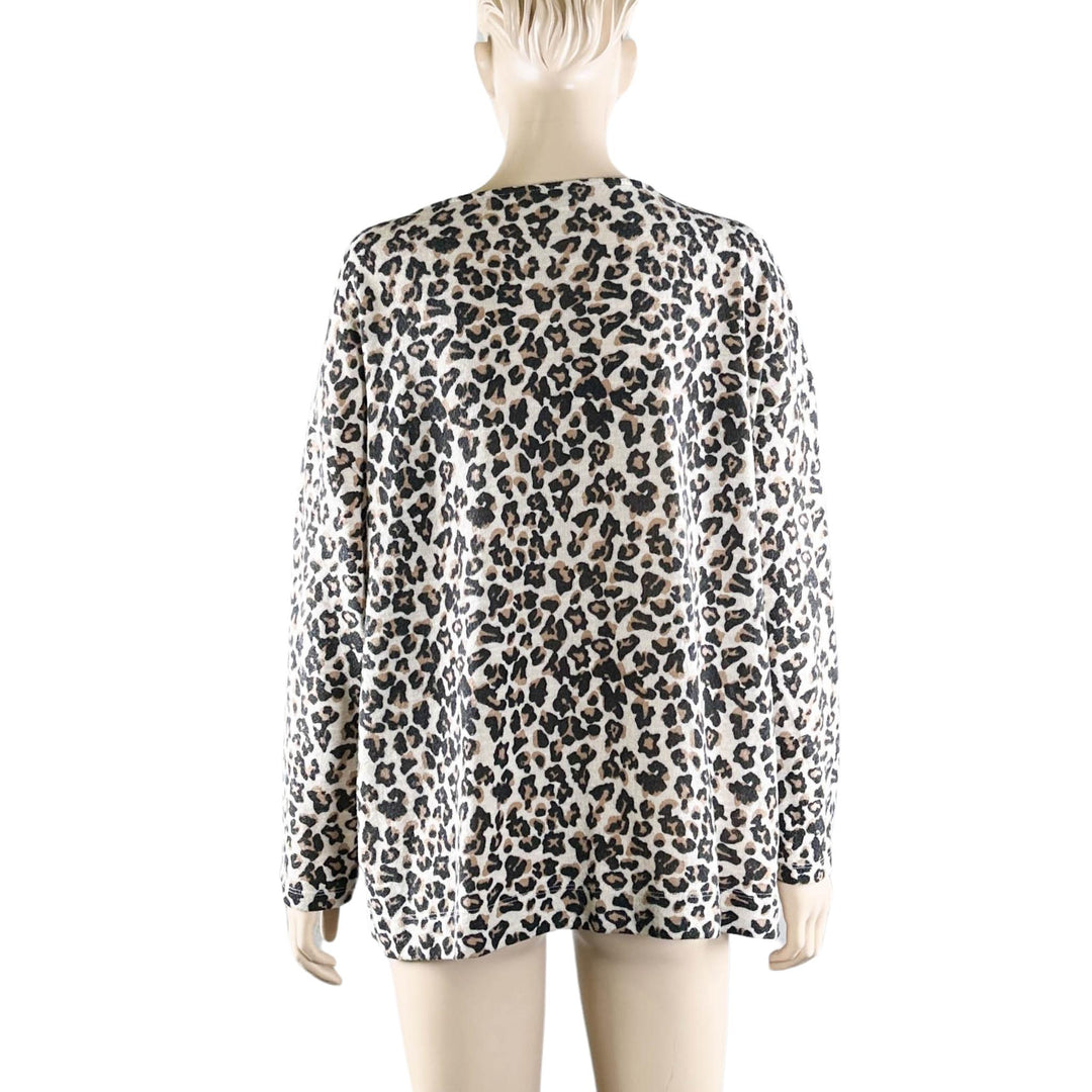 Suzanne Grae Brown Leopard Print Long Sleeve Shirt