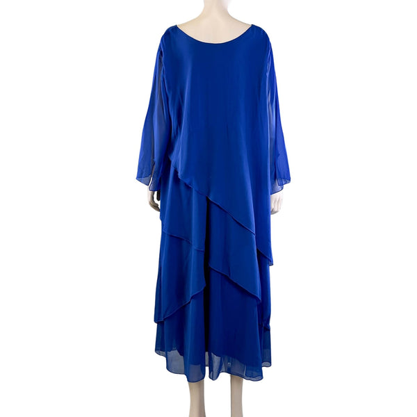 Loragal Blue Waterfall Layered Midi Dress