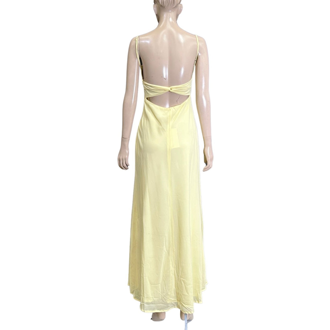Saints & Secrets Yellow Spaghetti Straps Maxi Chiffon Dress