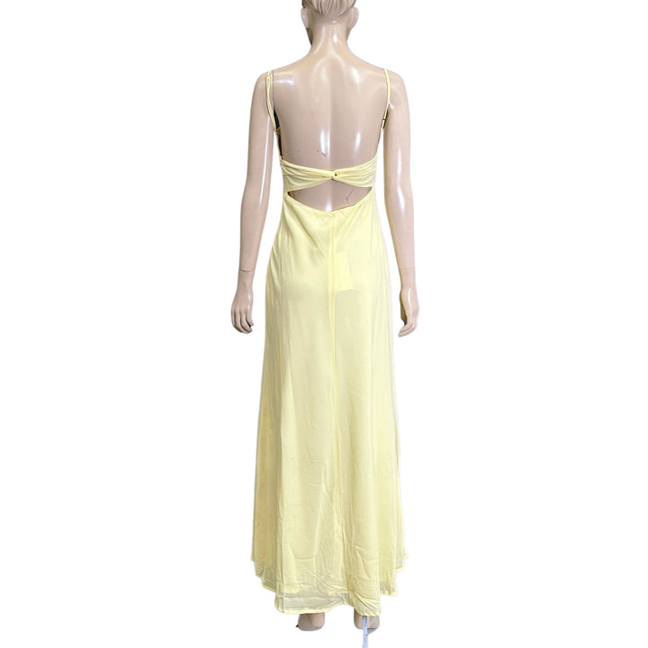 Saints & Secrets Yellow Spaghetti Straps Maxi Chiffon Dress