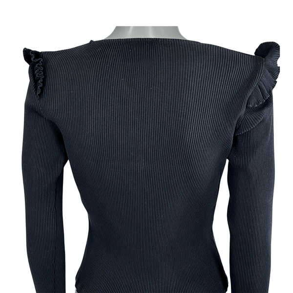 Zara Ribbed Black Long Sleeve Top - Size S