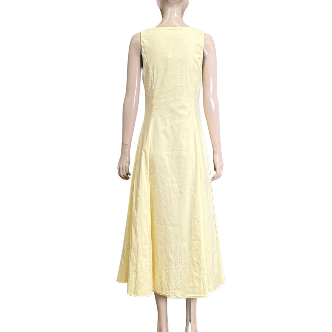 White Closet Yellow Sleeve Button Down Midi Dress