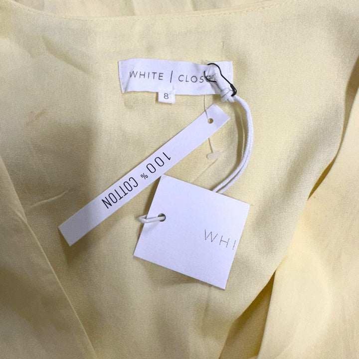 White Closet Yellow Sleeve Button Down Midi Dress