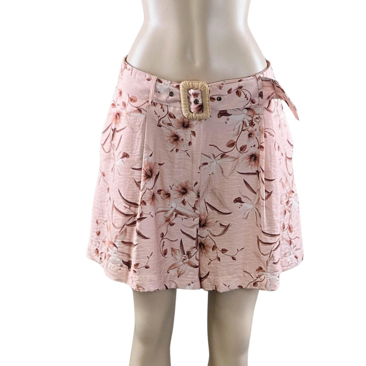 Sheike Pink Floral Belt Shorts