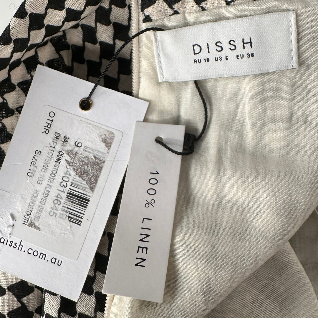 Dissh Black/White Houndstooth Long Sleeve Dress