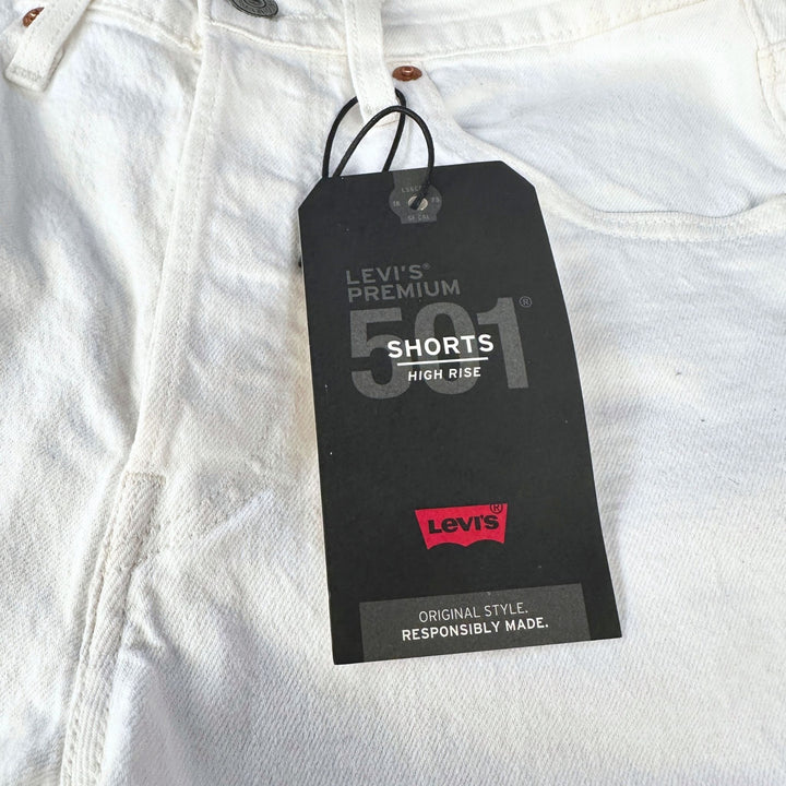 Levi's White High Rise Deinm Shorts