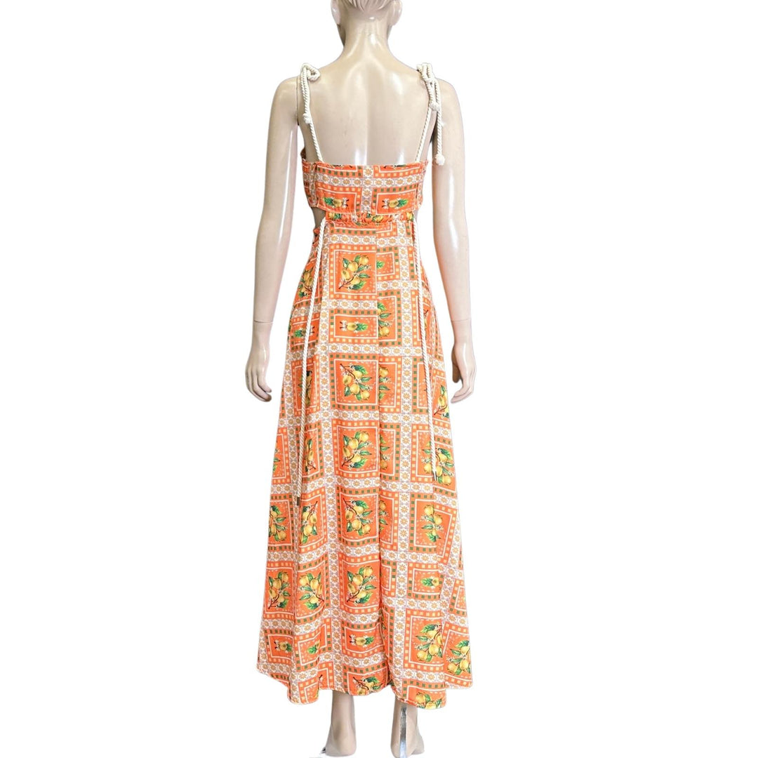 Unbranded Lemon Floral Orange/Green/White Maxi Dress
