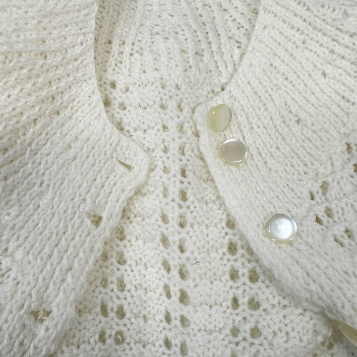 Handmade White Knitted Cardigan