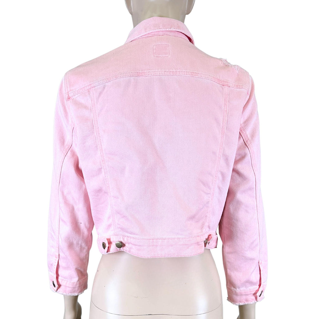 Guess Pink Cropped Denim Jacket