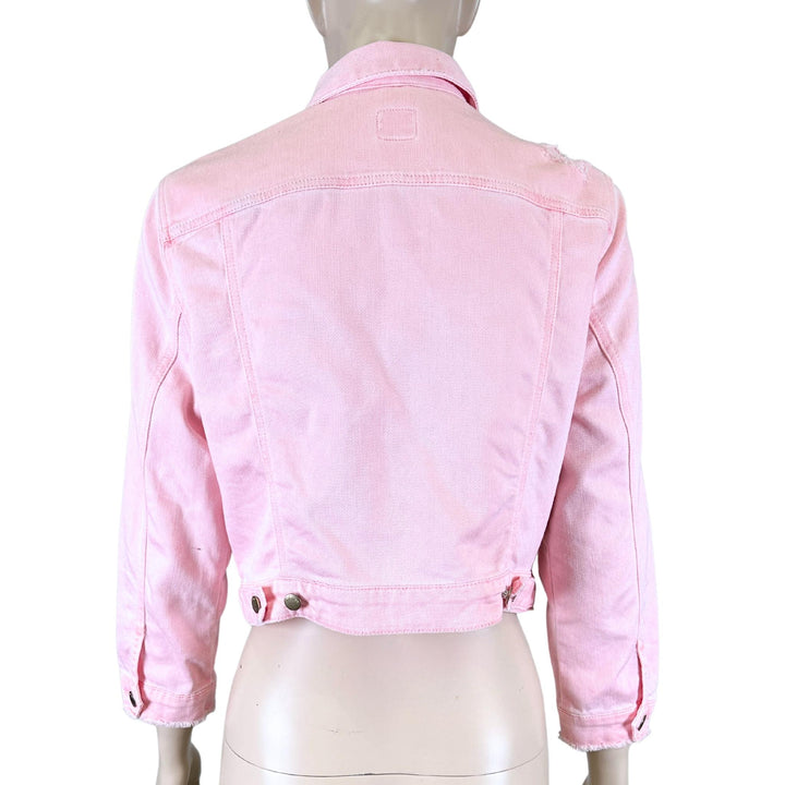 Guess Pink Cropped Denim Jacket