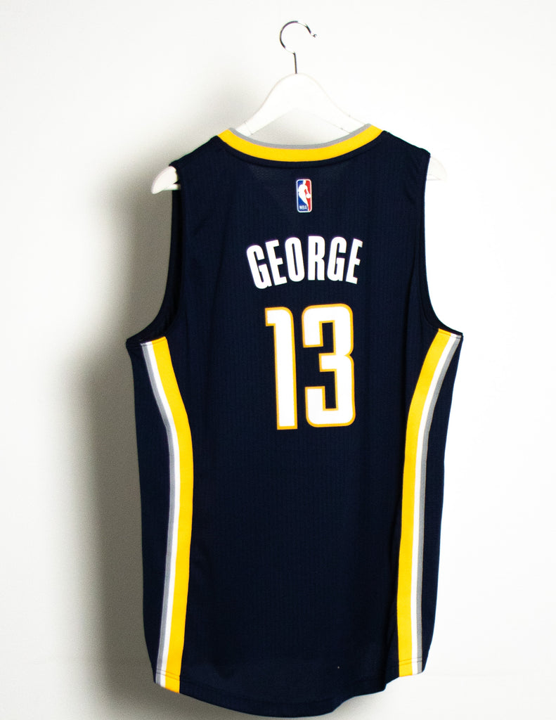 Authentic Men's Paul George Navy Blue Jersey - #13 Basketball Los