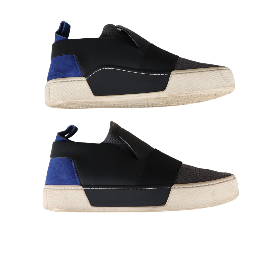 Balenciaga Black/Blue/Grey Leather/Mesh Slip-on Shoes