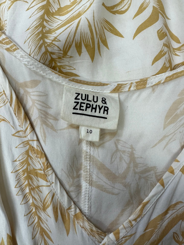 Zulu & Zephyr White/Gold Dress - Size 10