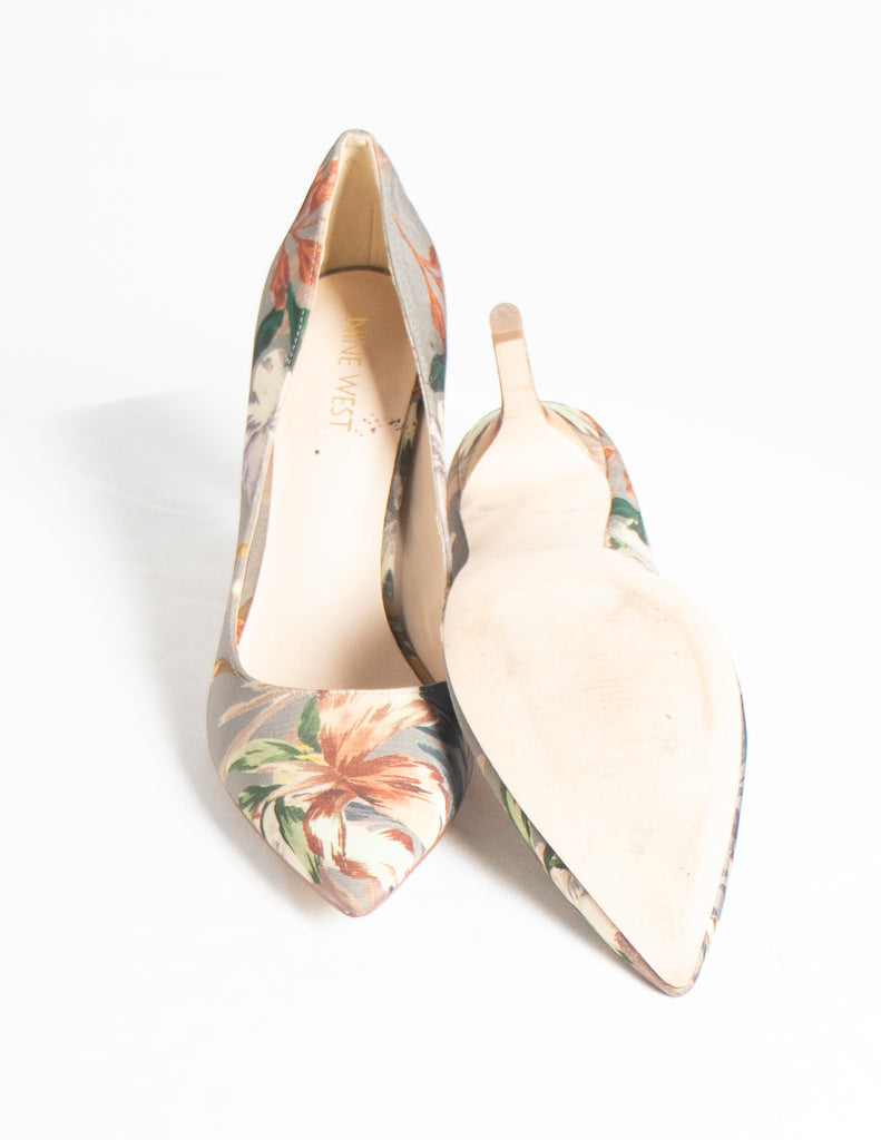 Women Floral Kitten High Heels Slip On Pointed Toe Party Office Dress Pump  Shoes | eBay