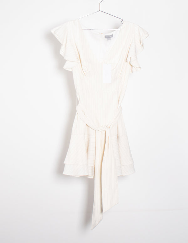 Finders Flamenco Mini Dress Ivory Stripe - Size S