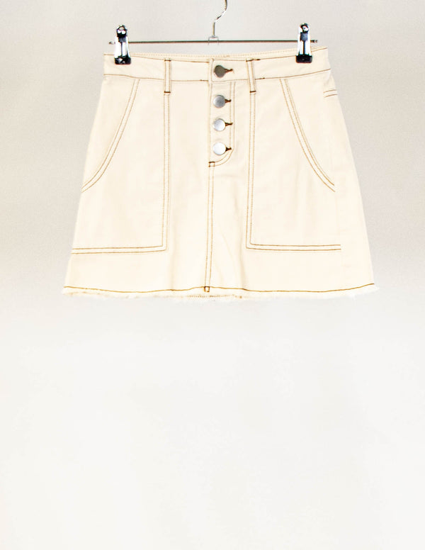 Bershka - BSKGIRl Beige Button Skirt - Size 02