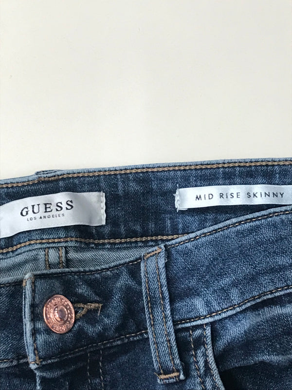 Guess Navy Mid Rise Skinny Jeans - Size 28 UK