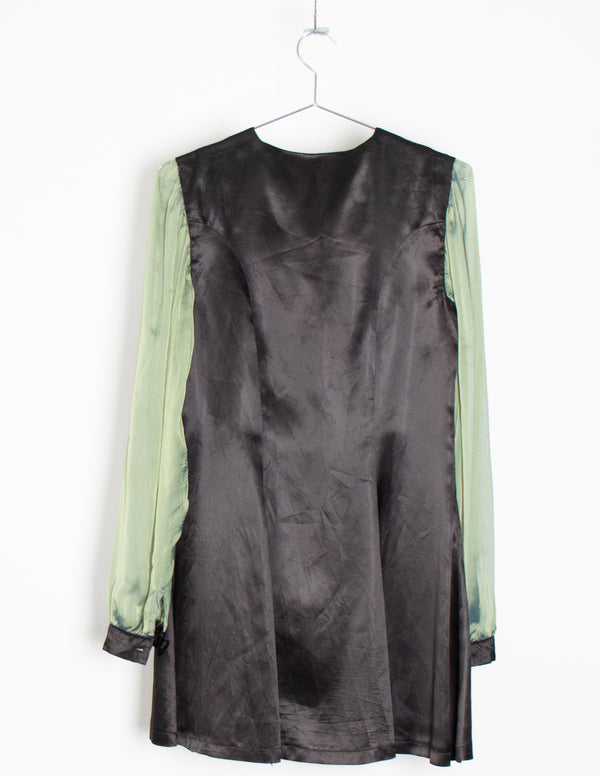Black/Green Satin Mini Dress - Size S