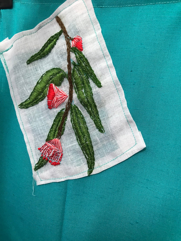 GOOD SAMMY  x UPCYCLE Embroidered Teal Apron