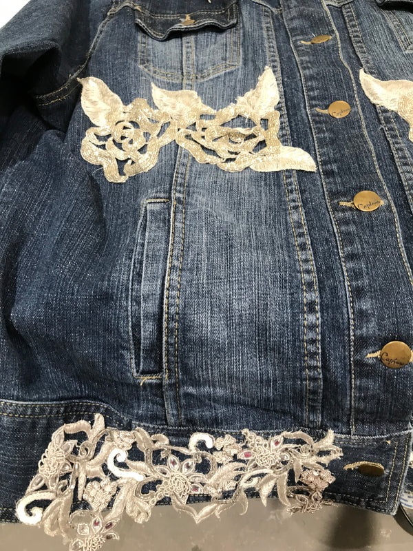 GOOD SAMMY x UPCYCLE Embroidery Denim Jacket - Size 18