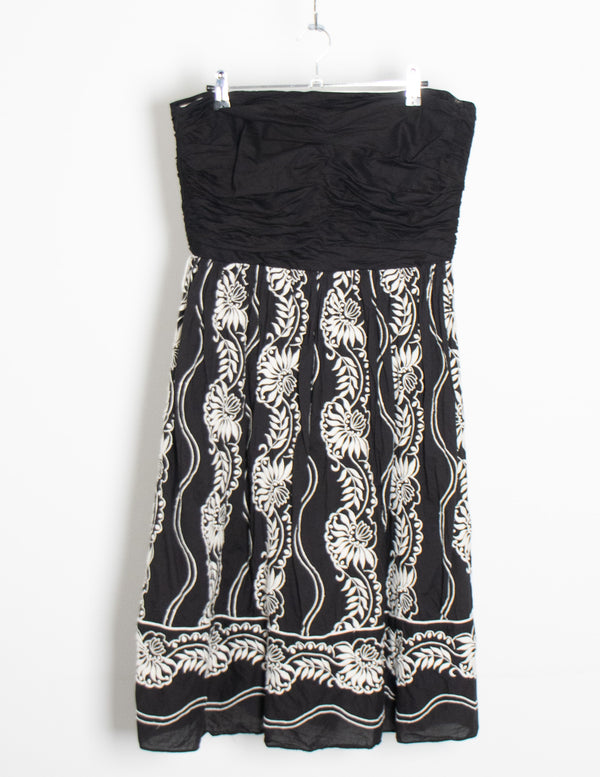 Citi Black/White Floral Boob Tube Dress - Size 12