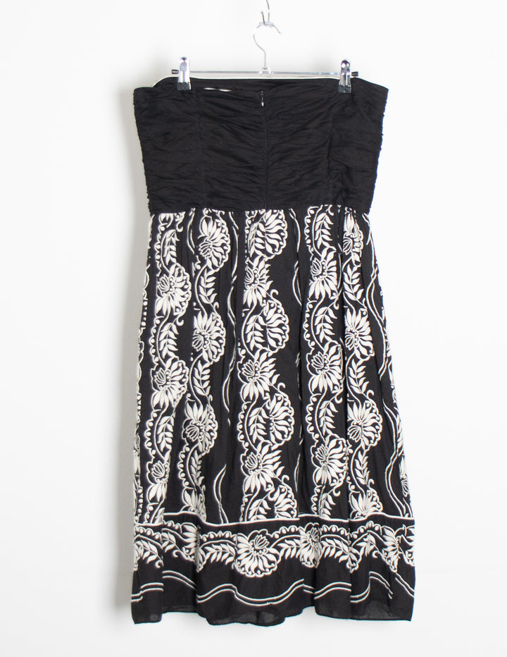 Citi Black/White Floral Boob Tube Dress - Size 12