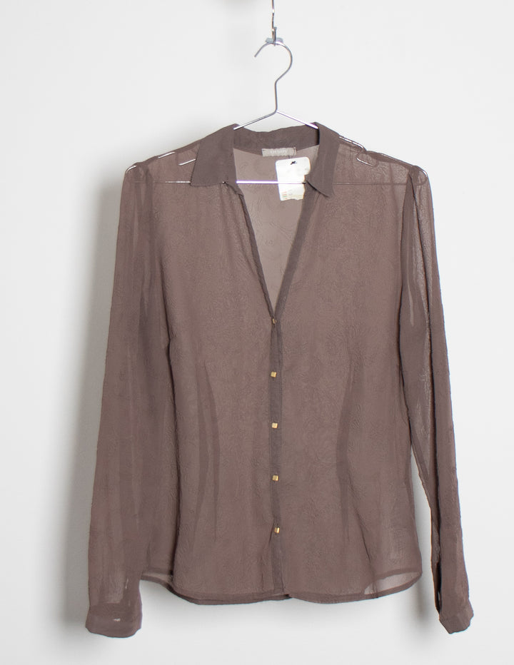 Orsay Brown Sheer Top - Size 40