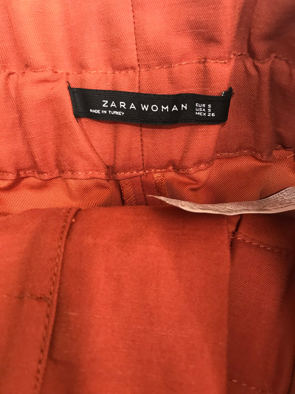 Zara Red Paperbag Trousers - Size S