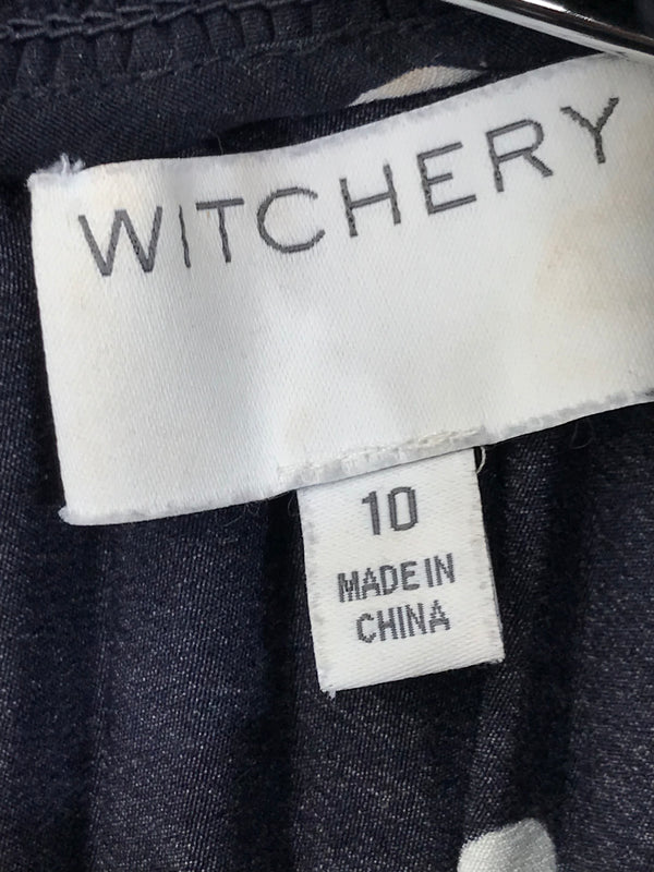 Witchery Navy/White Polkadot Halterneck Dress - Size 10