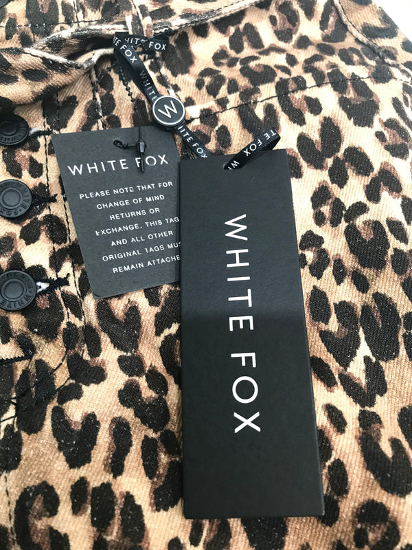 White Fox Leopard Print Mini Skirt - Size S