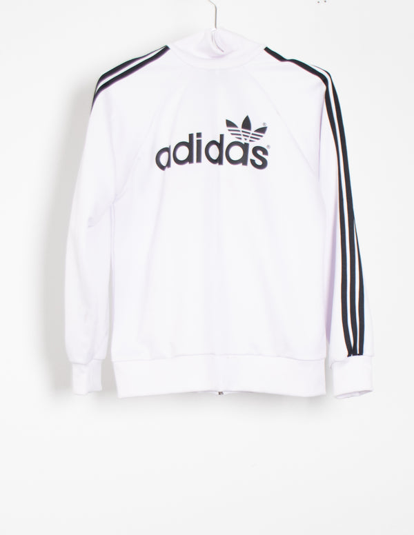 Adidas White/Black Striped Jumper - Size M