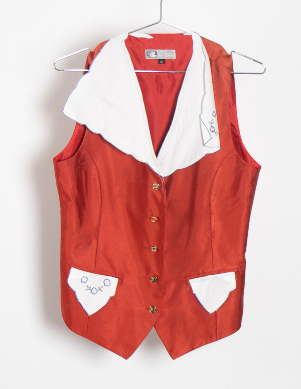 GOOD SAMMY x UPCYCLE Embroidered Red Vest - Size M