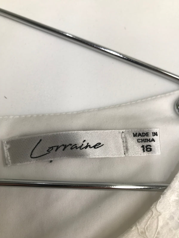Lorraine  White  Mesh  Laser Cut  Dress - Size 16