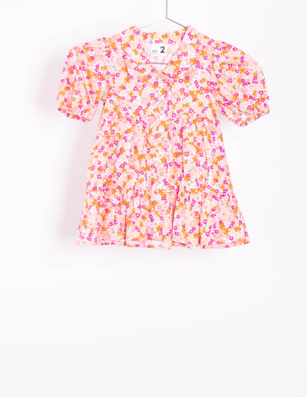 Cotton On Kids Pink Floral Dress - Size 2