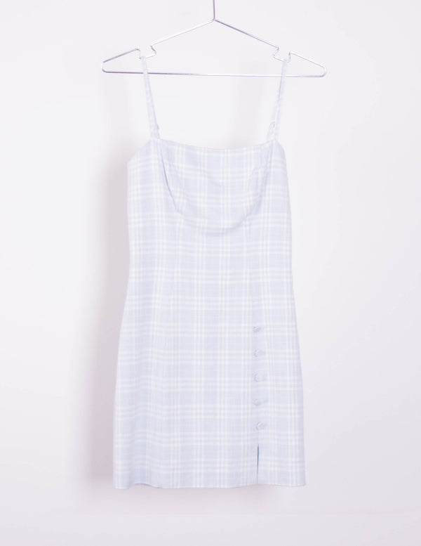 Kookai Light Blue Tartan Dress - Size 34