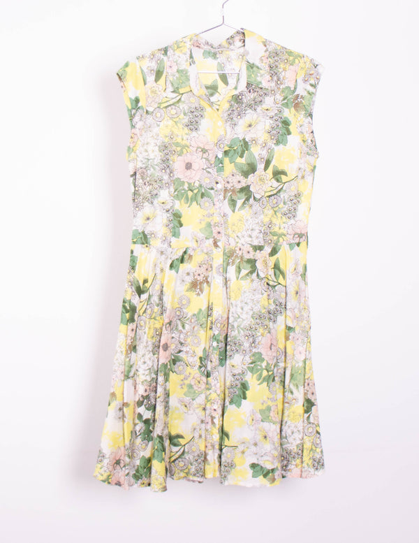 Target Yellow/Green Floral Dress - Size 12