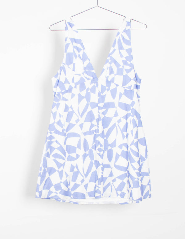 Dazie Cornflower/White Chevron  Dress - Size 16