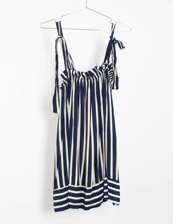 Faithfull the  brand Blue and white Pinstriped Dress - Size 8