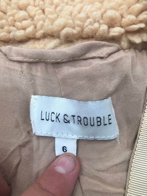 Luck & Trouble Cream Furry Jacket - Size 6