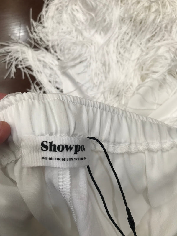 ShowPo White Fringe Skirt  - Size 16