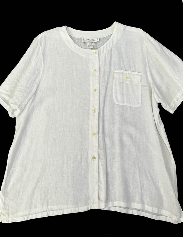 Portfolio White Linen Blouse - Size 10