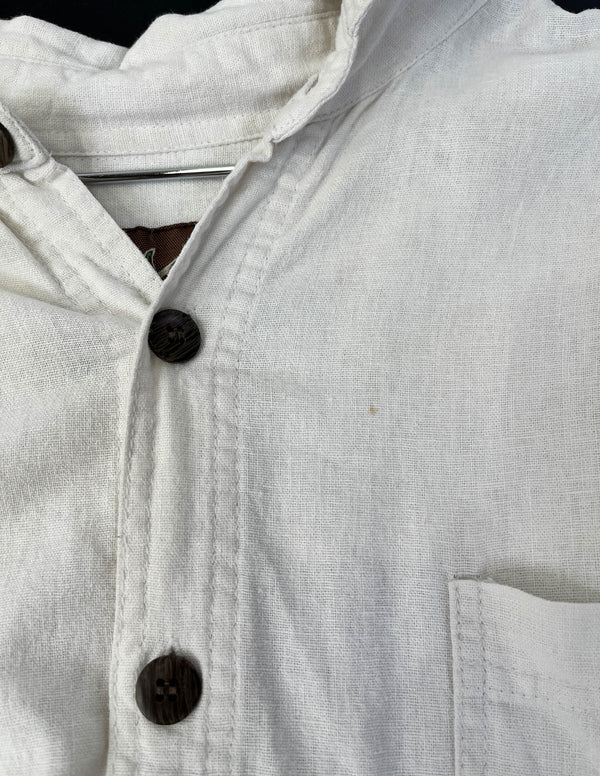 Hemp Beige Mens Button Up Shirt - Size M