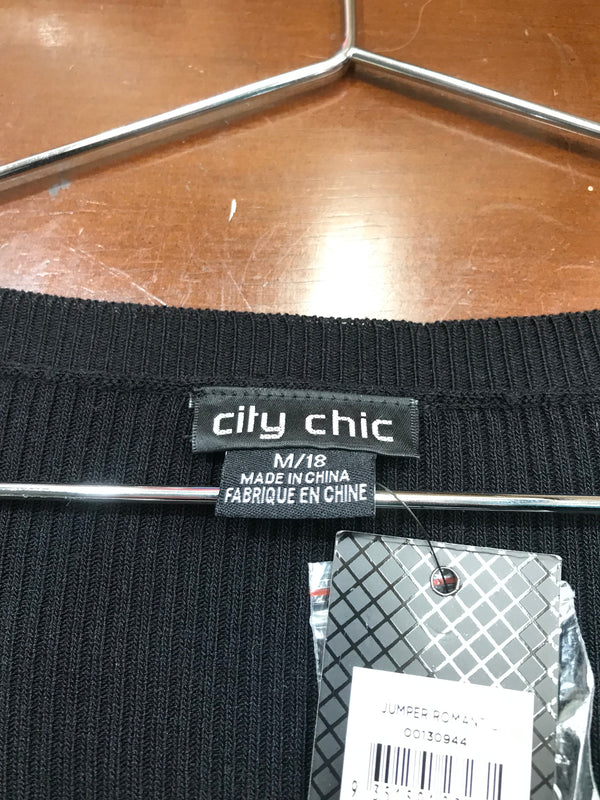 City Chic Black Knitted Jumper - Size 18
