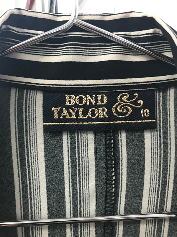 Bond & Taylor Vintage Black/White Long Sleeve Stripe Shirt - Size 10
