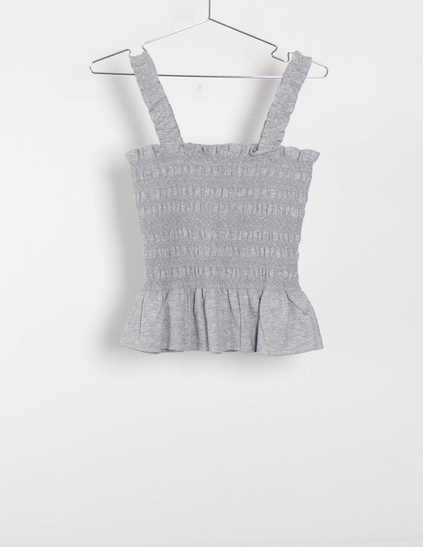 SEED Grey Frilly Shirred Tank  - Size XS