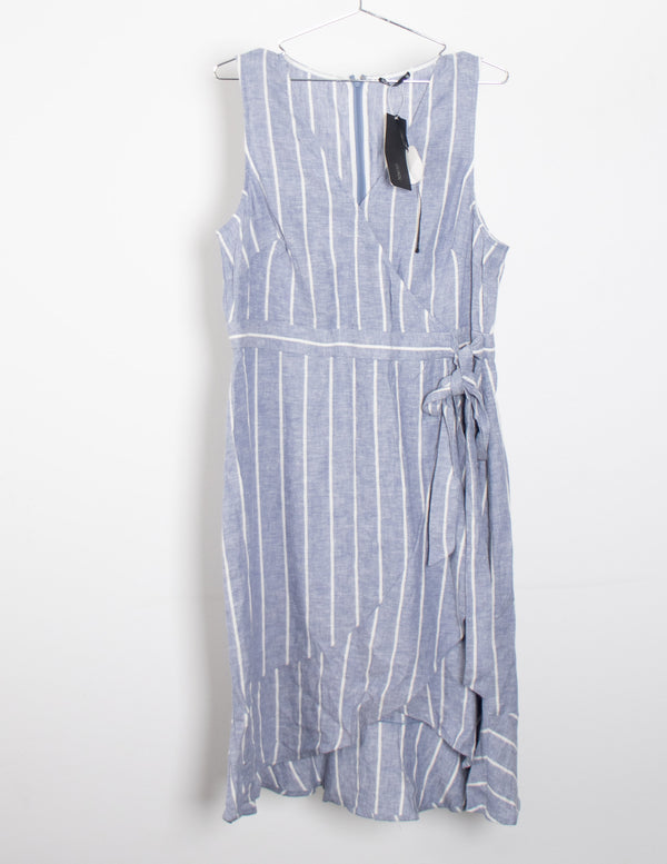 Tokito White/Blue Stripes Dress - Size 16